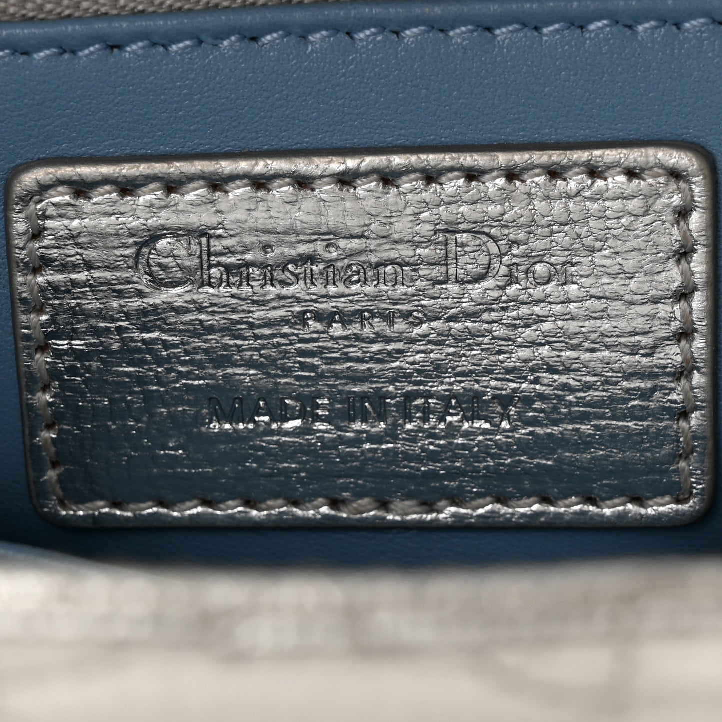 Metallic Grained Calfskin Cannage Small Lady Dior Silver
