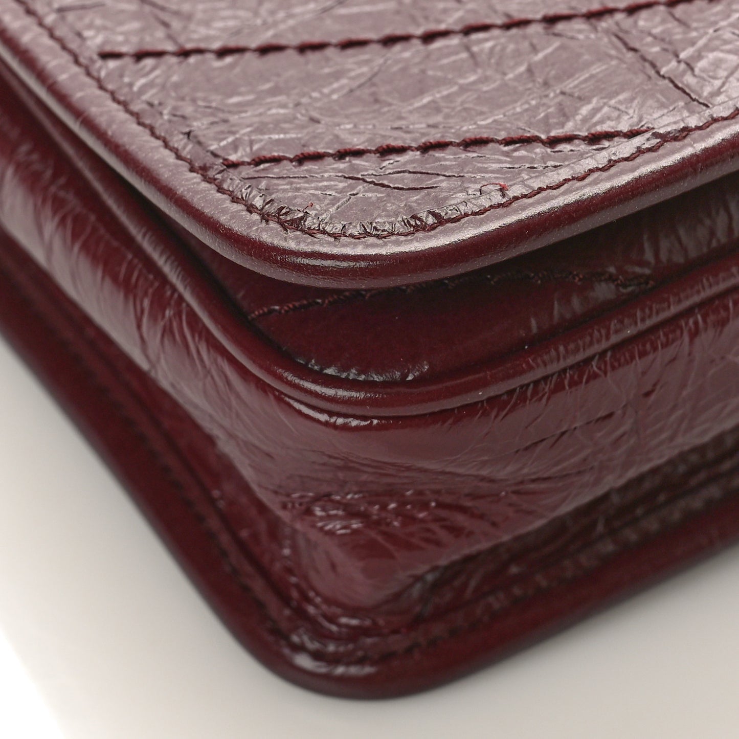 Crinkled Calfskin Matelasse Monogram Niki Chain Wallet Dark Legion Red
