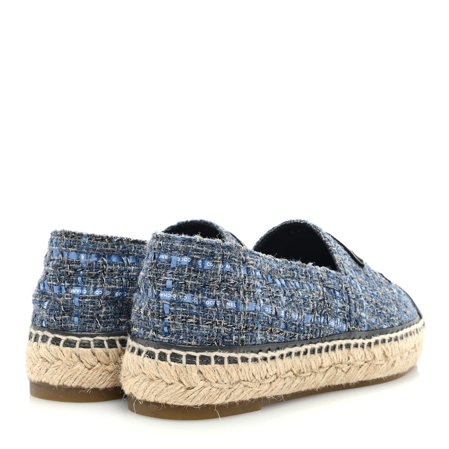 Tweed Lambskin CC Espadrilles 41 Blue Black