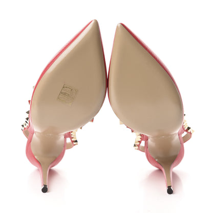 Valentino Garavani Pebbled Calfskin Rockstud Ankle Strap 100mm Pumps 39.5 Rock Pink 6 of 10