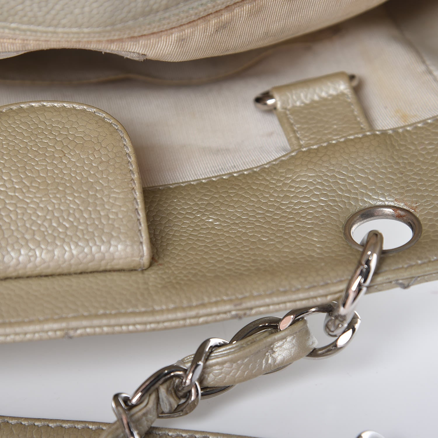Chanel Metallic Caviar Quilted Petit Shopping Tote PST Pearl 16 of 34