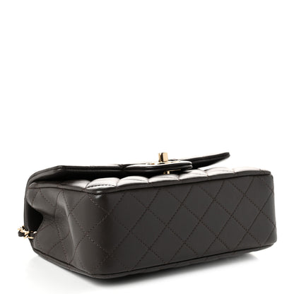 Chanel Lambskin Quilted Mini Top Handle Rectangular Flap Dark Brown 4 of 10