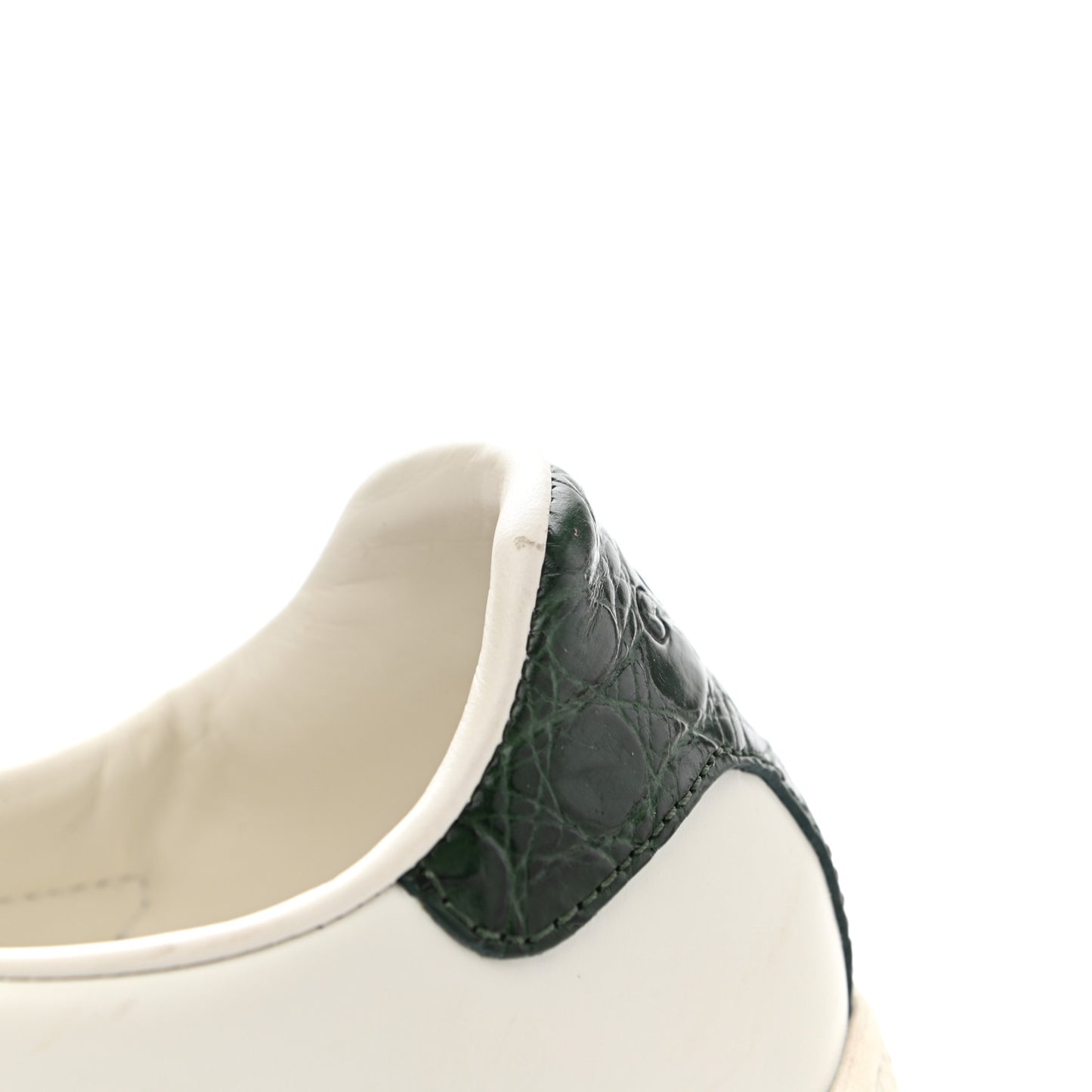Calfskin Crocodile Web Womens Ace Sneakers 37 White Green