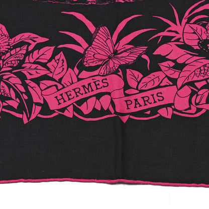 Hermes Cashmere Silk Jungle Love Tattoo Shawl 140 Bleu Noir Rose Vif 2 of 6