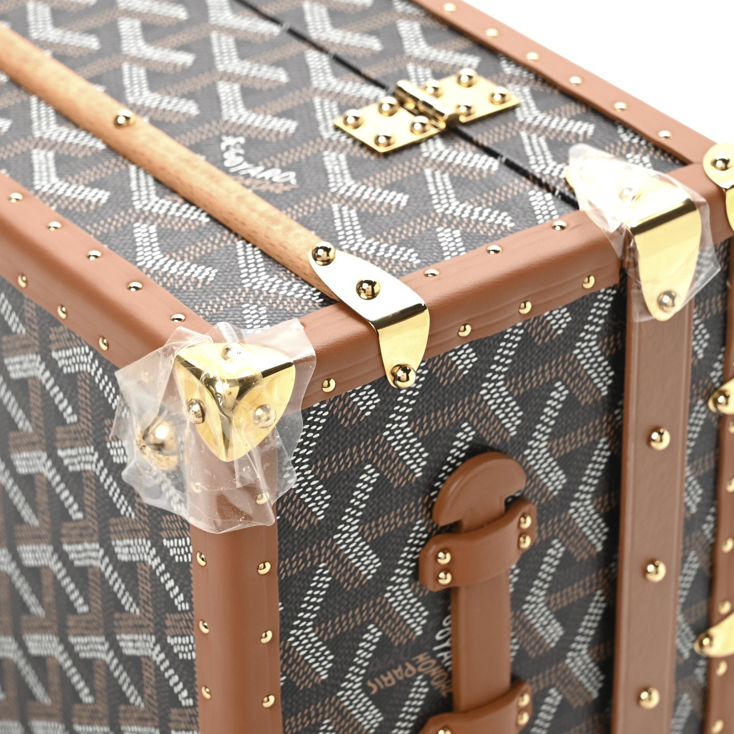 Goyardine 352 Trunk Black Tan