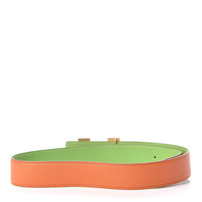 Hermes Veau Gulliver 32mm H Belt 68 Orange Vert Cru 3 of 8