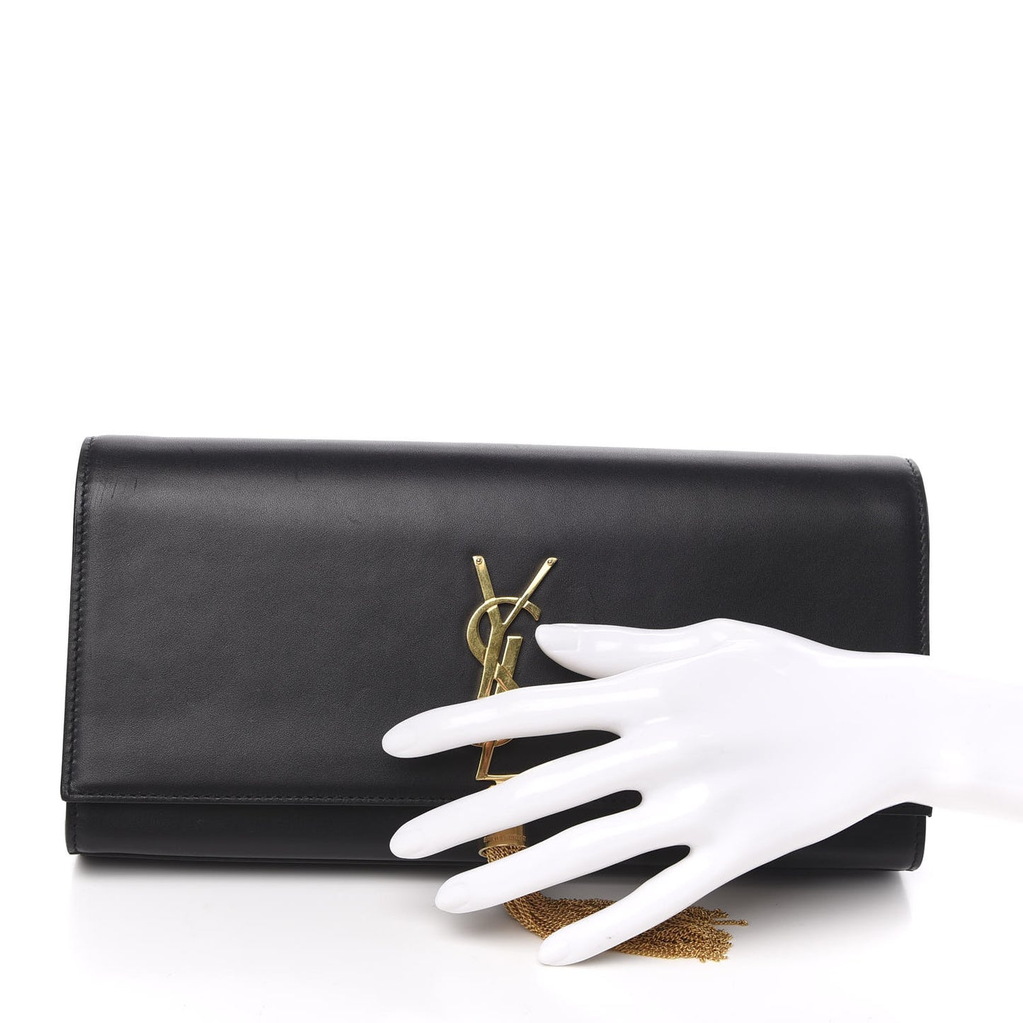 Calfskin Classic Monogram Tassel Clutch Black
