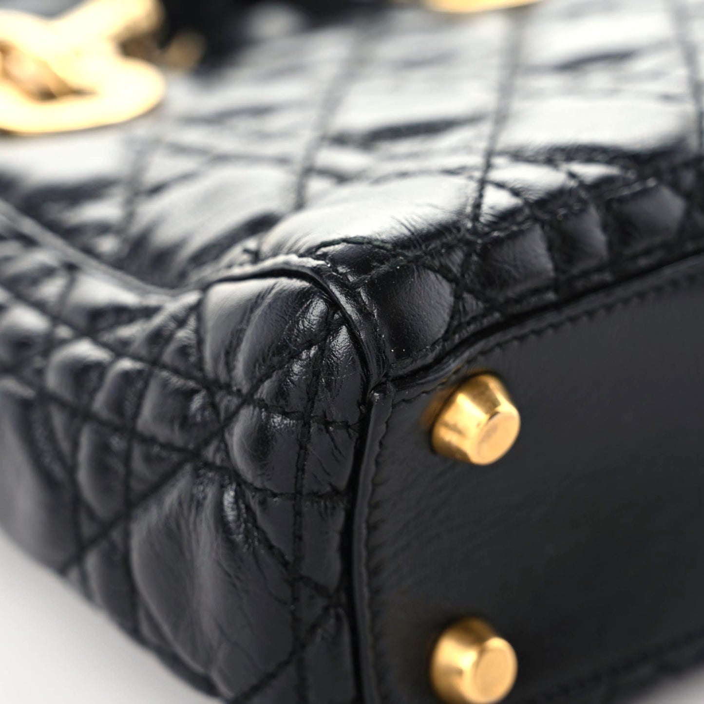Crinkled Patent Cannage Small Lucky Badges My Lady Dior Black