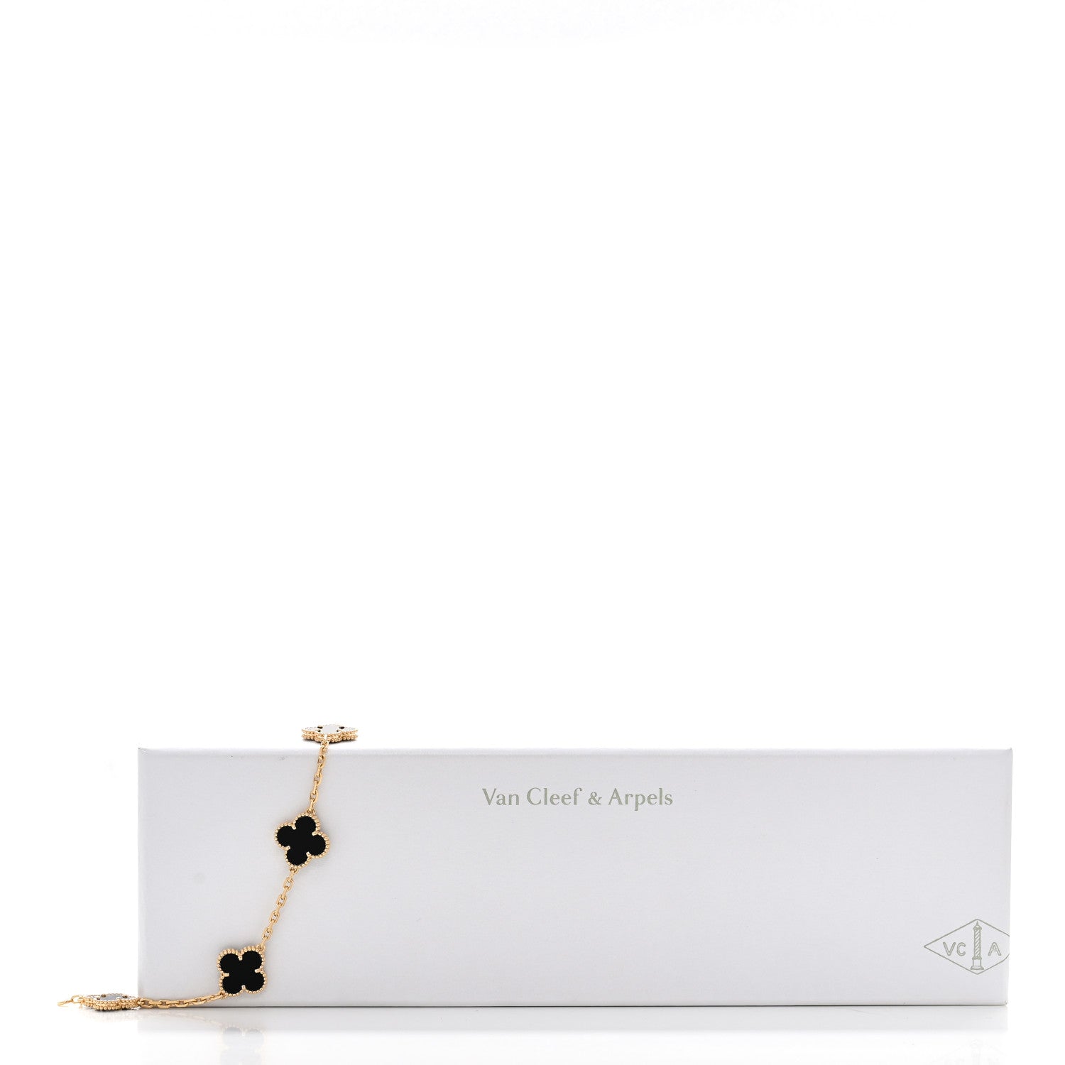 Van Cleef & Arpels 18K Yellow Gold Black Onyx 5 Motifs Vintage Alhambra Bracelet 5 of 5