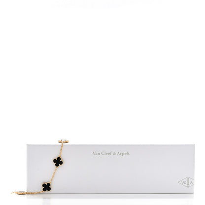 Van Cleef & Arpels 18K Yellow Gold Black Onyx 5 Motifs Vintage Alhambra Bracelet 5 of 5