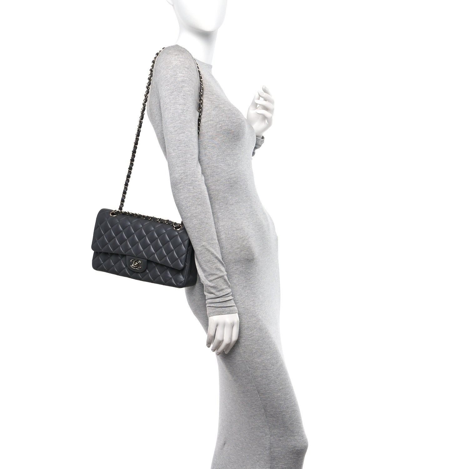 Chanel Lambskin Quilted Medium Double Flap Dark Grey 2 of 11