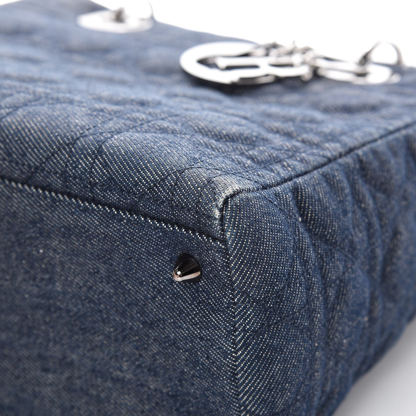 Denim Cannage Medium Lady Dior Blue