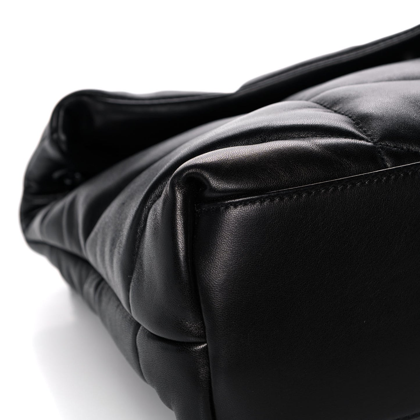Lambskin Quilted Medium Loulou Puffer Monogram Chain Satchel Black