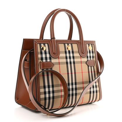 Burberry Calfskin Vintage Check Mini Two Handle Title Bag Archive Beige 3 of 8