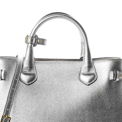 Burberry Metallic Grainy Calfskin House Check Medium Banner Tote Silver 10 of 10
