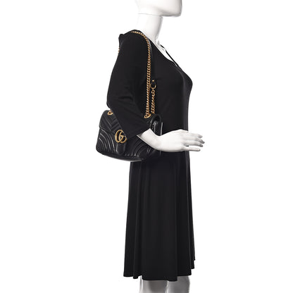 Gucci Calfskin Matelasse Mini GG Marmont Shoulder Bag Black 2 of 9