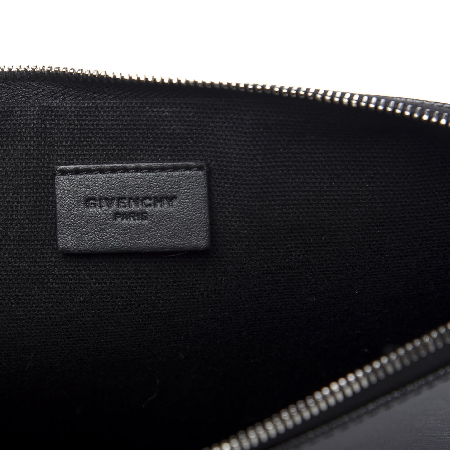 Coated Canvas Medium Print Zip Pouch Black