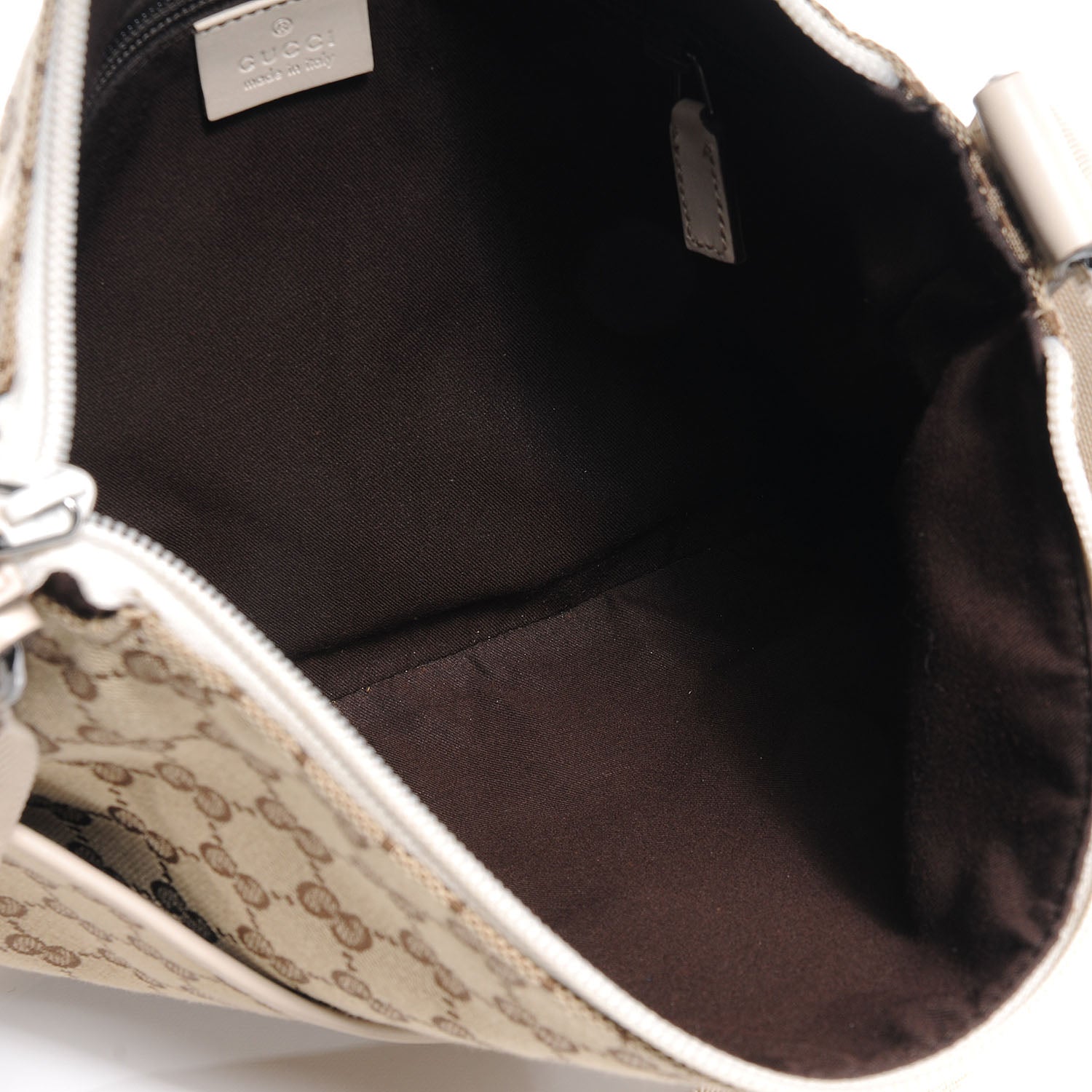 Gucci Monogram Calfskin Perforated Medium Flat Messenger Bag White 5 of 7