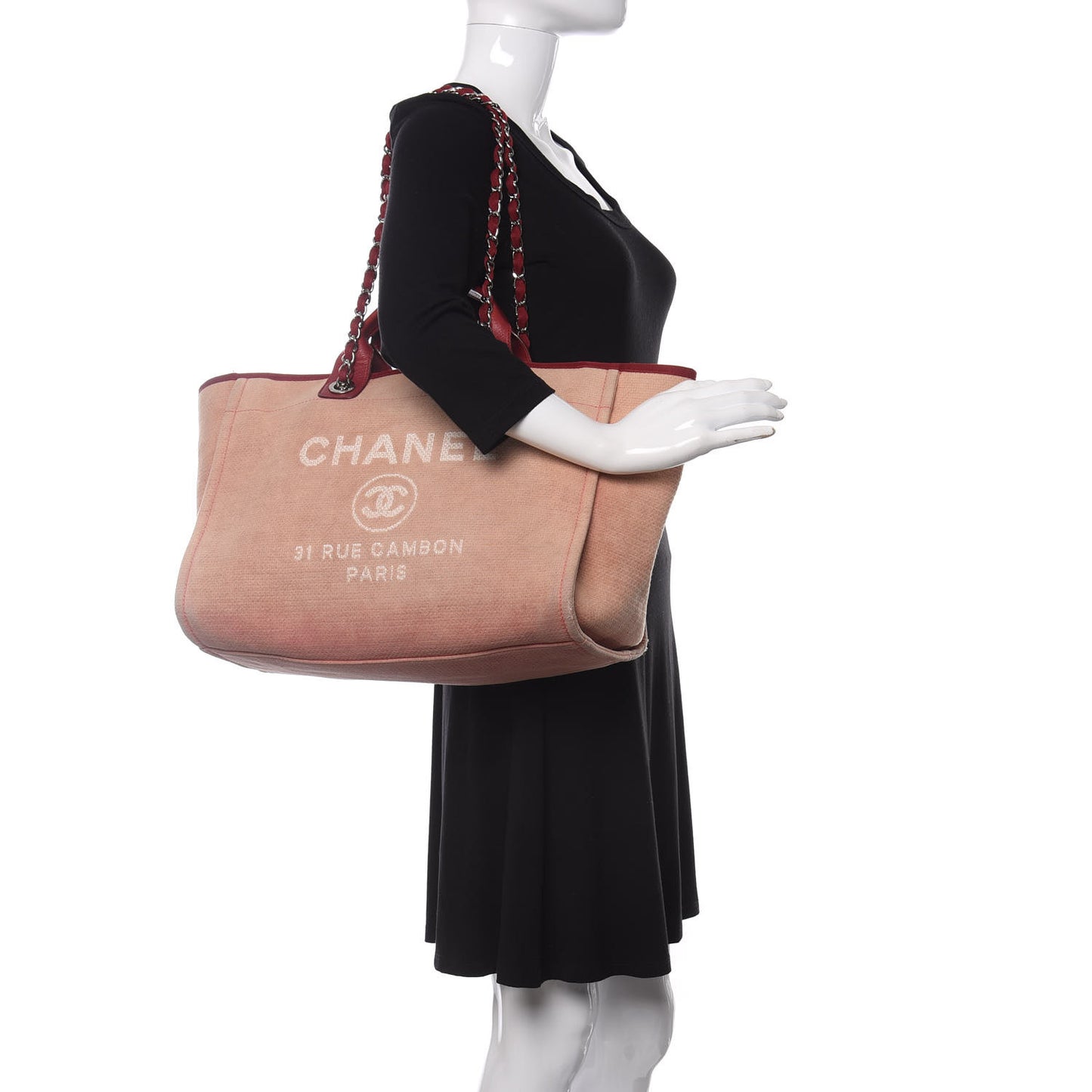 Canvas Medium Deauville Tote Red