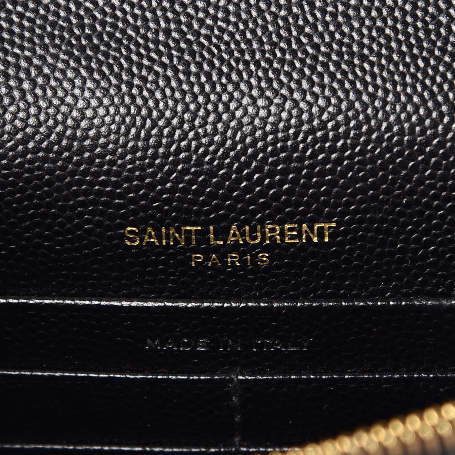 Saint Laurent Grain De Poudre Matelasse Chevron Monogram Envelope Chain Wallet Black 6 of 7