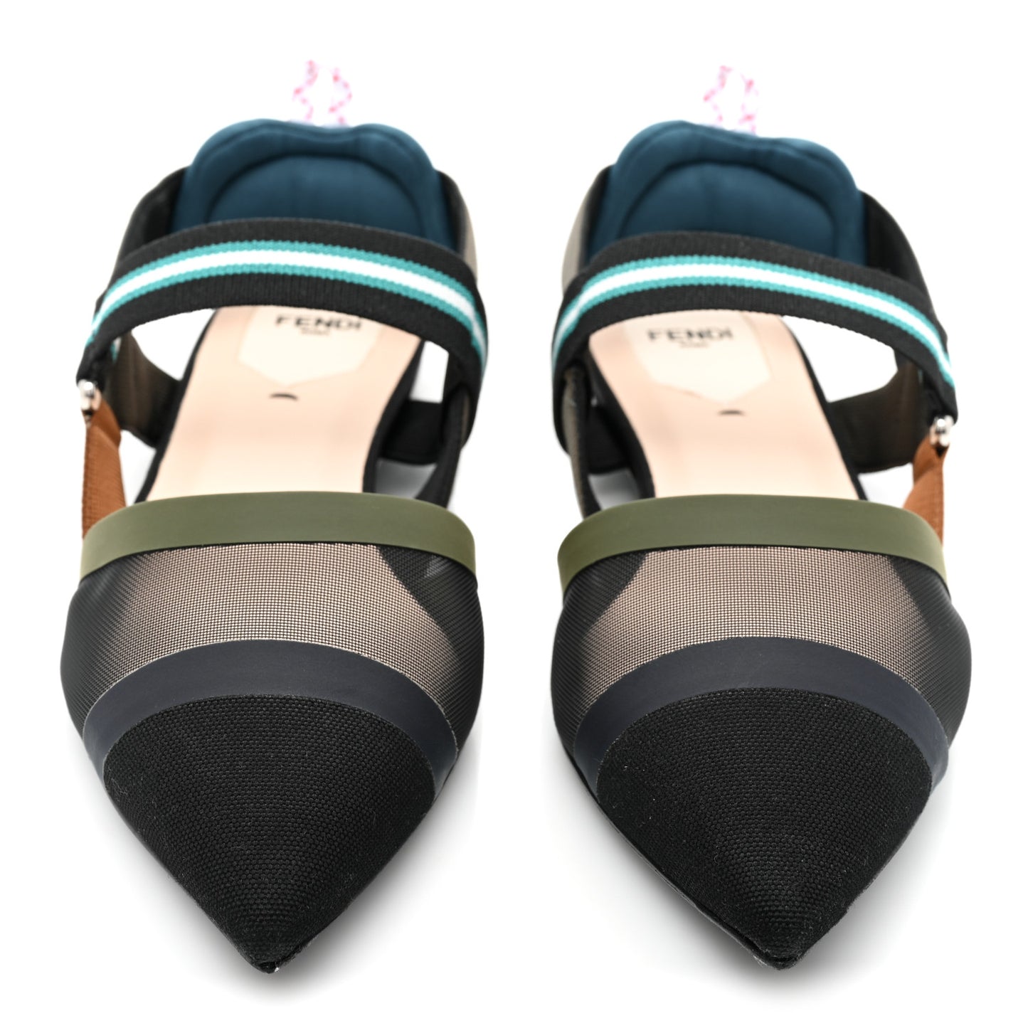Technical Mesh Canvas Colibri Slingback Ballerina Flats 40 Black Verde Military