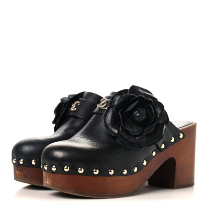 Chanel Calfskin Camellia Clogs 36 Black 4 of 10