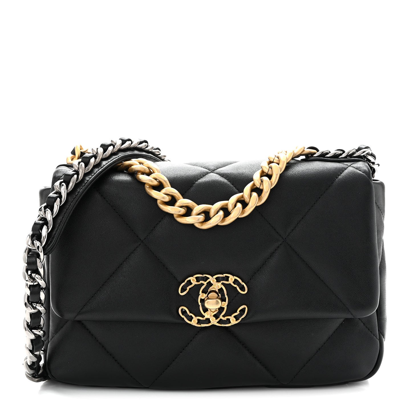 Lambskin Quilted Medium Chanel 19 Flap Black