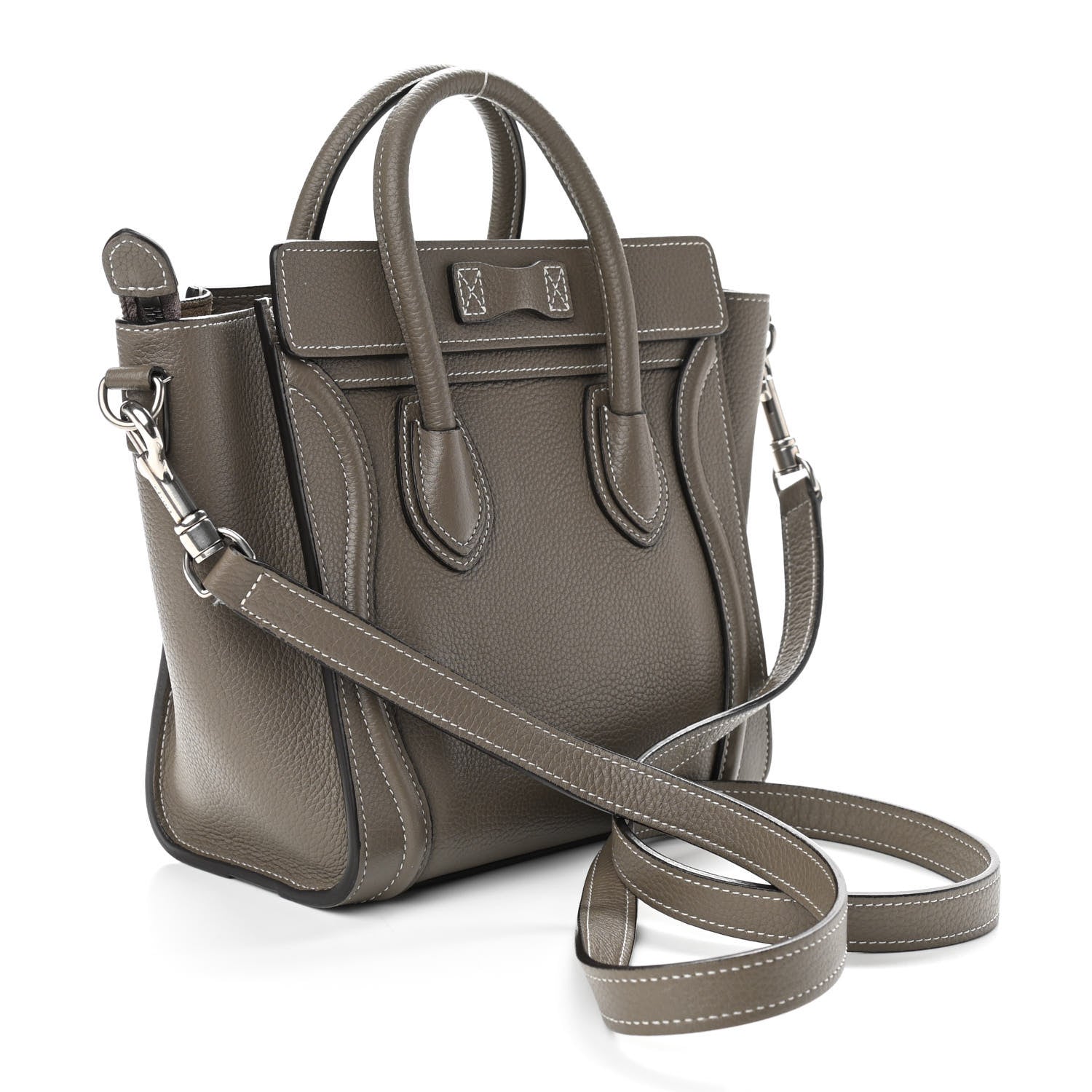 Celine Drummed Calfskin Nano Luggage Souris 3 of 9