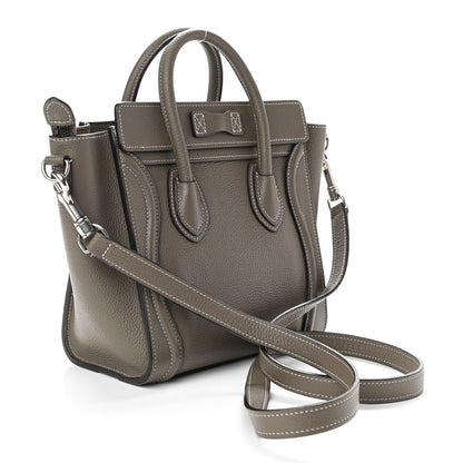 Celine Drummed Calfskin Nano Luggage Souris 3 of 9