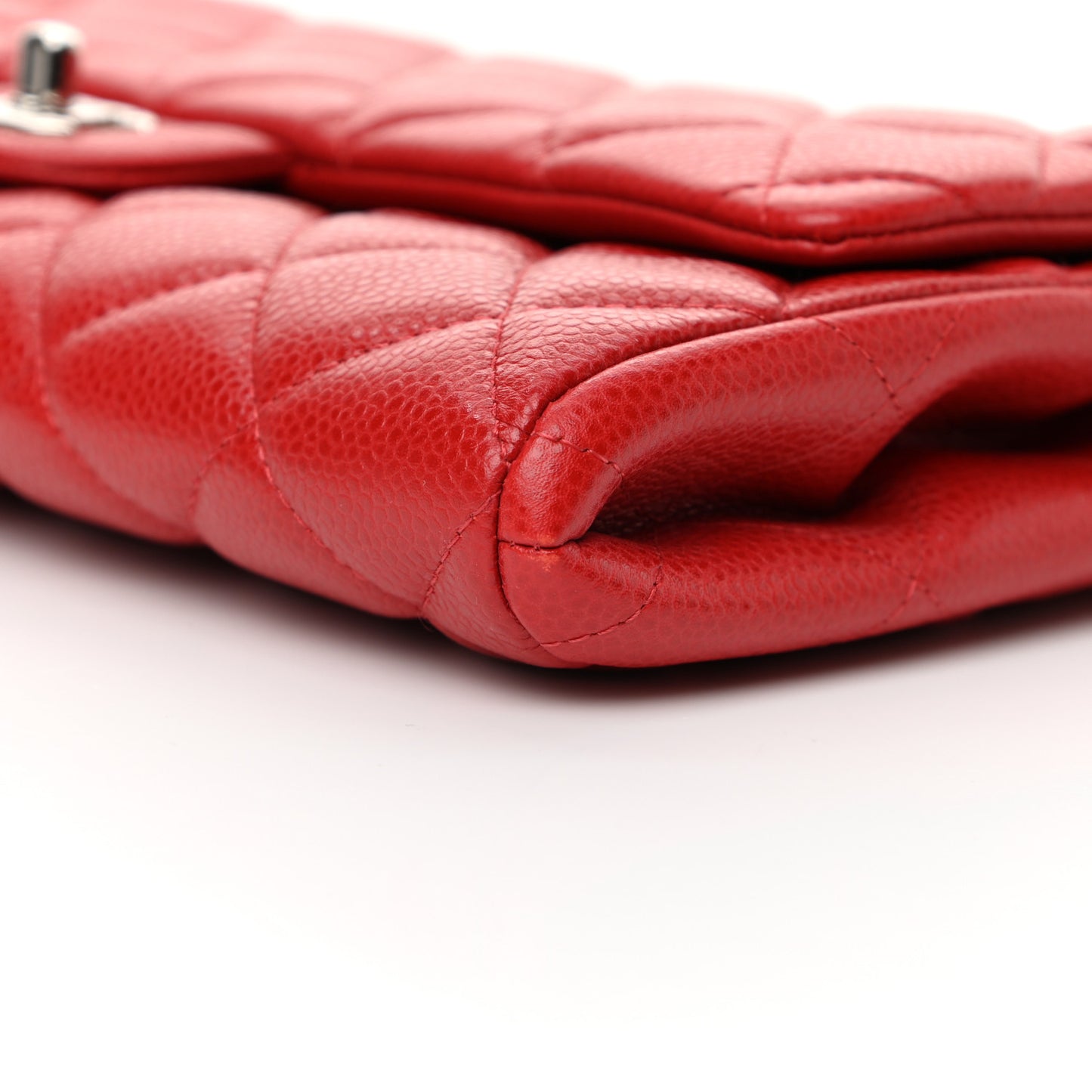 Caviar Quilted Clutch With Chain Flap Red