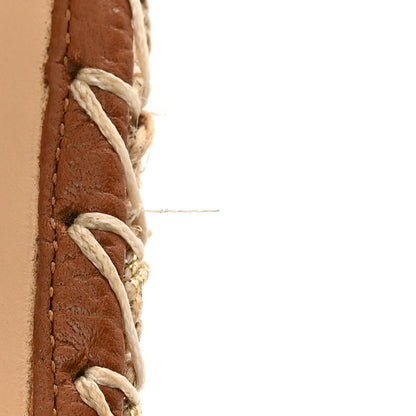 Valentino Garavani Grained Calfskin Rockstud Ankle Strap Espadrille 15/105mm Wedge Sandals 37 Cuoio Natural 9 of 11