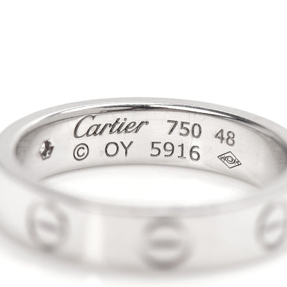 Cartier 18K White Gold Diamond 4mm LOVE Wedding Band Ring 48 4.5 4 of 4