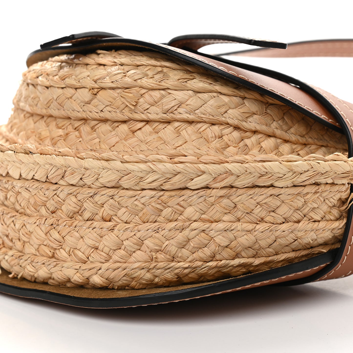 Calfskin Raffia Small Gate Crossbody Bag Natural Tan