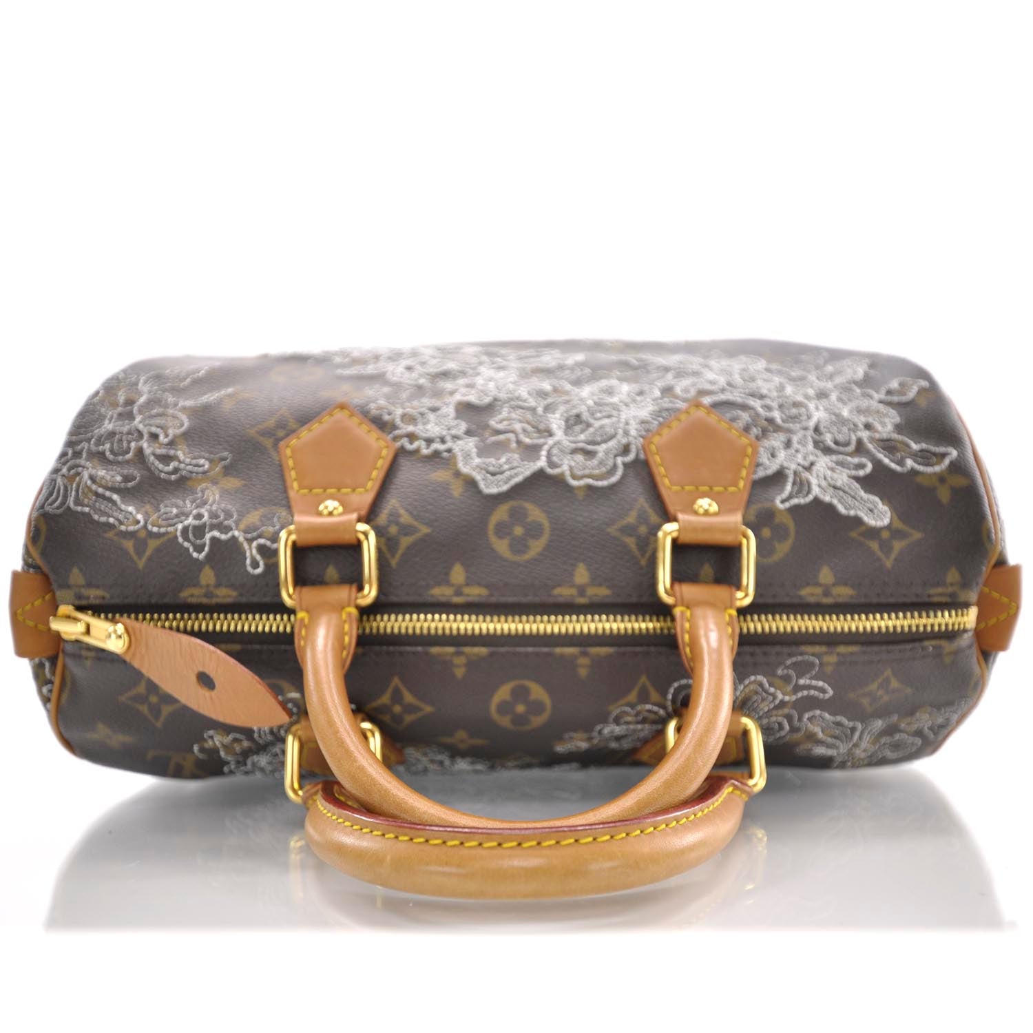 Louis Vuitton Monogram Dentelle Speedy 30 Silver 5 of 9