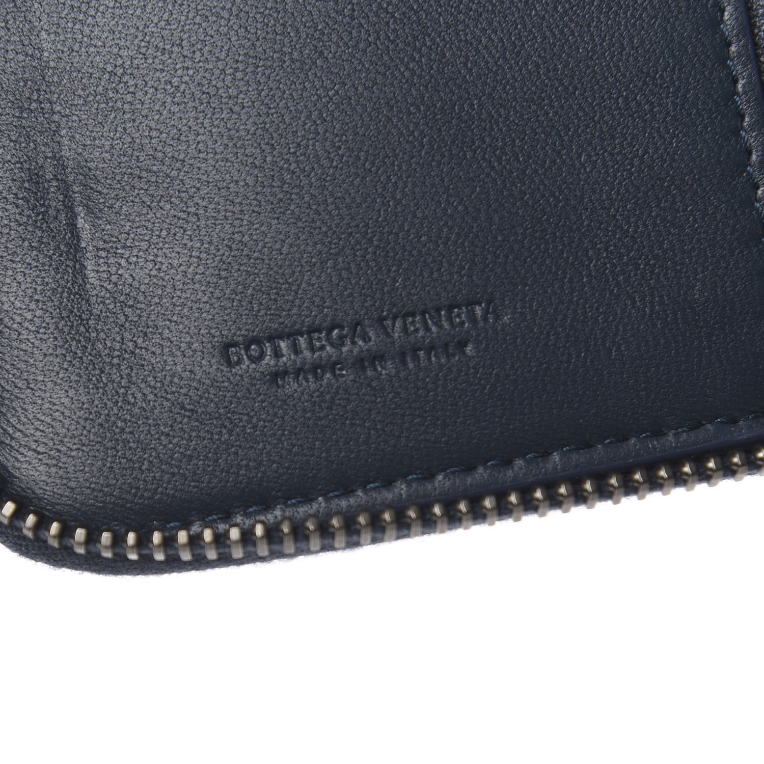 Bottega Veneta Nappa Embroidered Zip Around Wallet Krim Denim 6 of 6