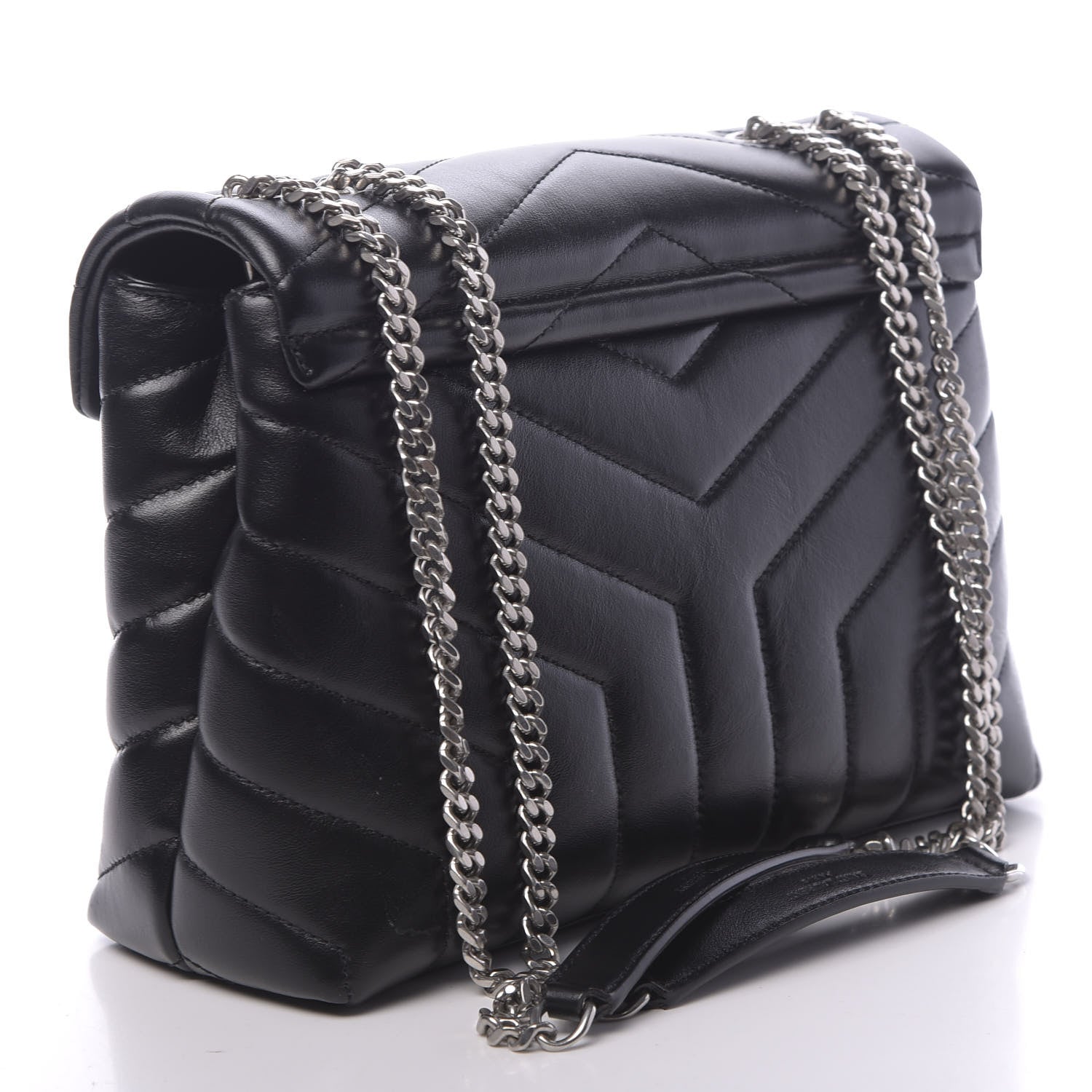 Saint Laurent Calfskin Y Quilted Monogram Small Loulou Chain Satchel Black 3 of 9