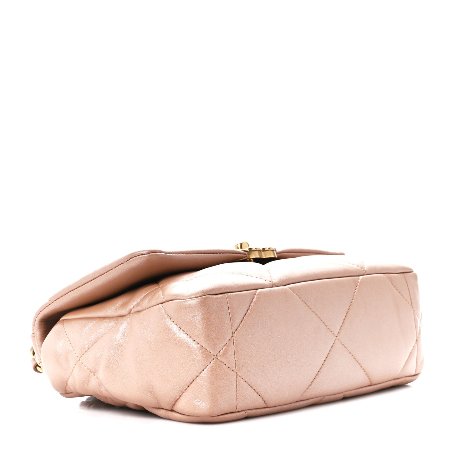 Shiny Lambskin Quilted Medium Chanel 19 Flap Beige