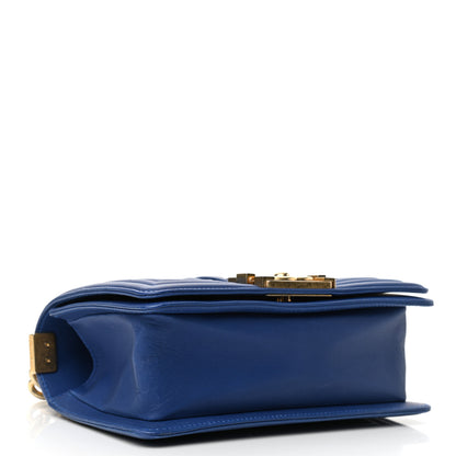 Chanel Lambskin Woven Small Chateau Boy Flap Blue 3 of 11