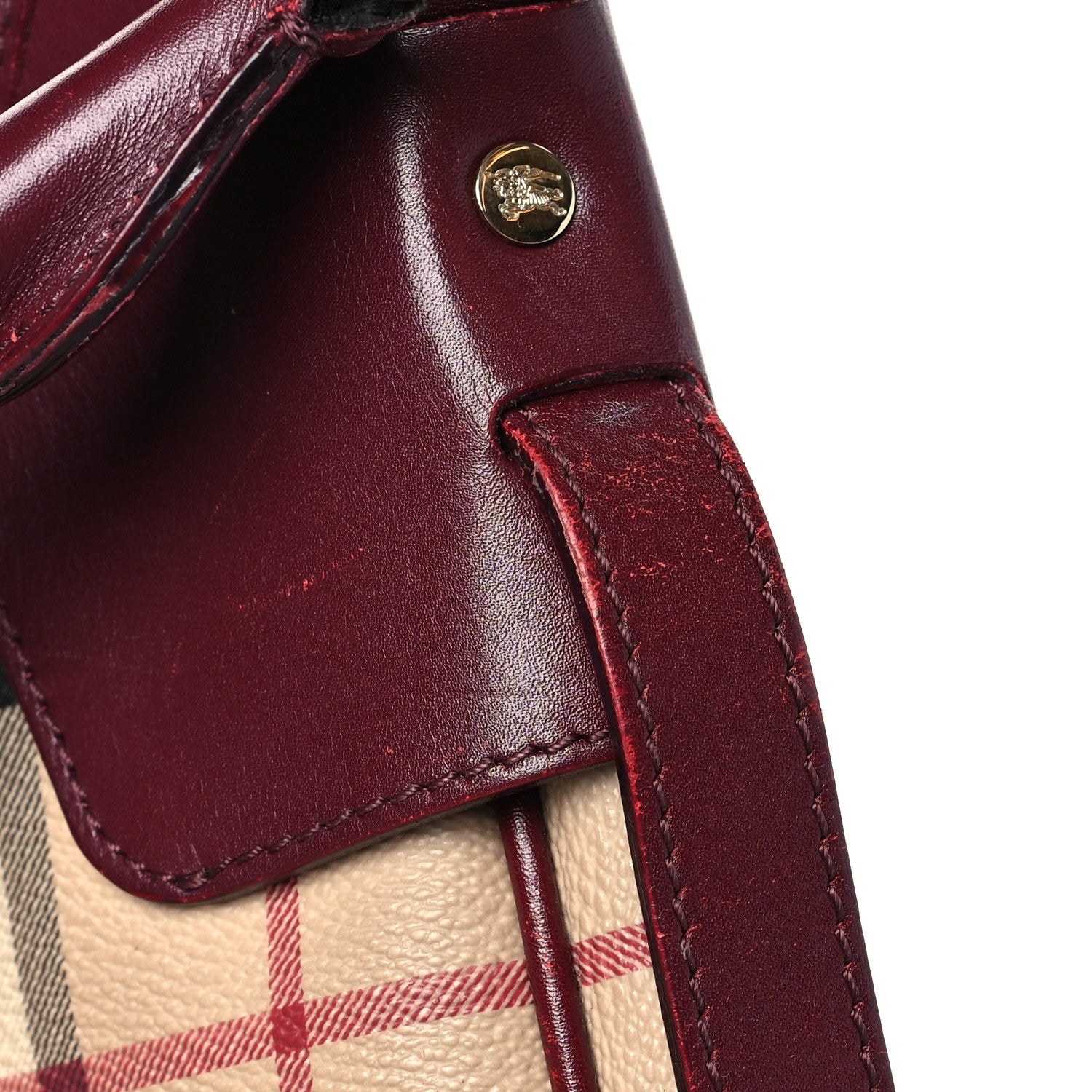 Burberry Haymarket Check Small Brooklyn Hobo Burgundy 14 of 14