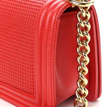Chanel Lambskin Embossed Medium Boy Cube Flap Red 7 of 15