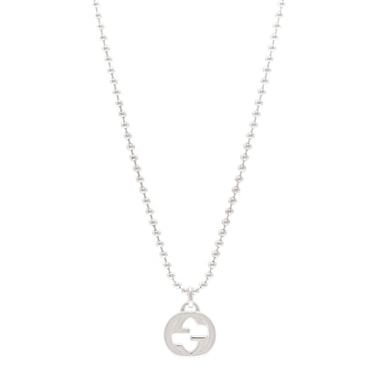 Gucci Sterling Silver Interlocking GG Pendant Beaded Necklace 1 of 4