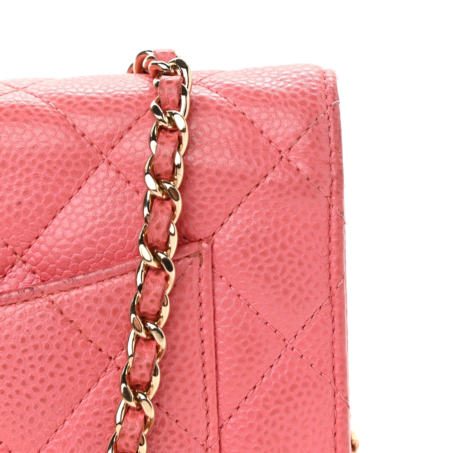 Chanel Caviar Quilted Wallet on Chain WOC Pink 11 of 13