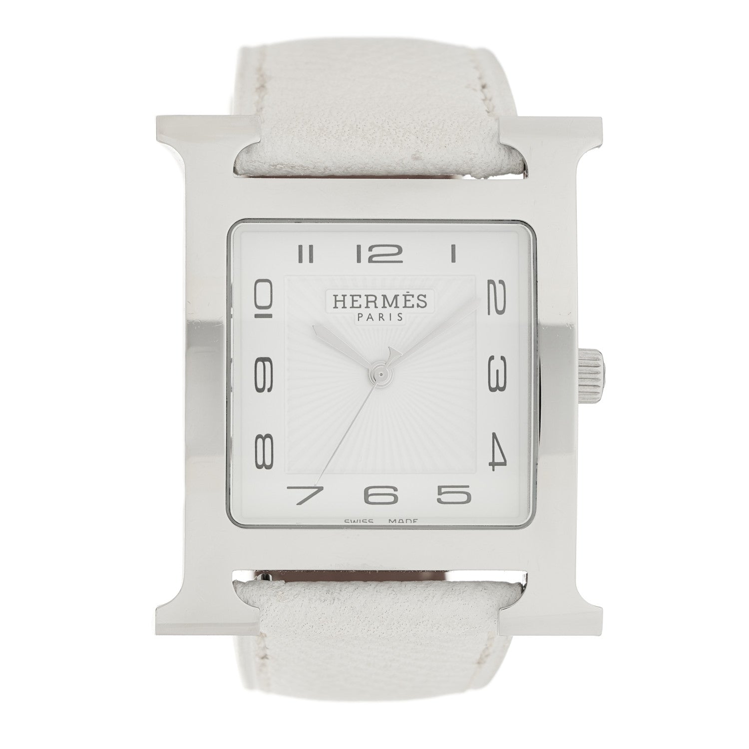 Hermes Stainless Steel Epsom 30.5mm Heure H Hour Quartz Watch Blanc 1 of 5