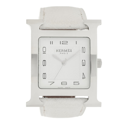 Hermes Stainless Steel Epsom 30.5mm Heure H Hour Quartz Watch Blanc 1 of 5