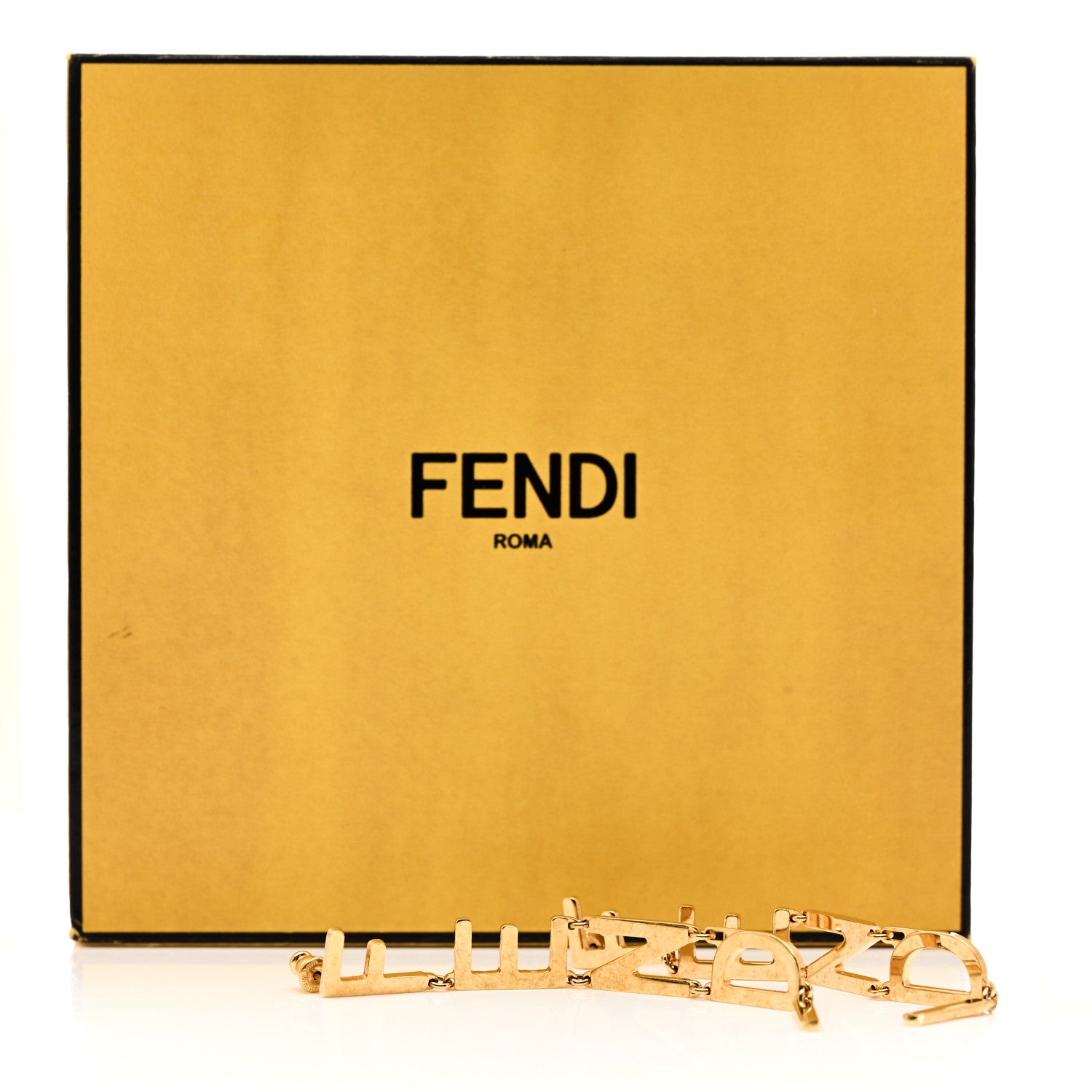 Fendi Metal Signature Earrings Gold 6 of 6