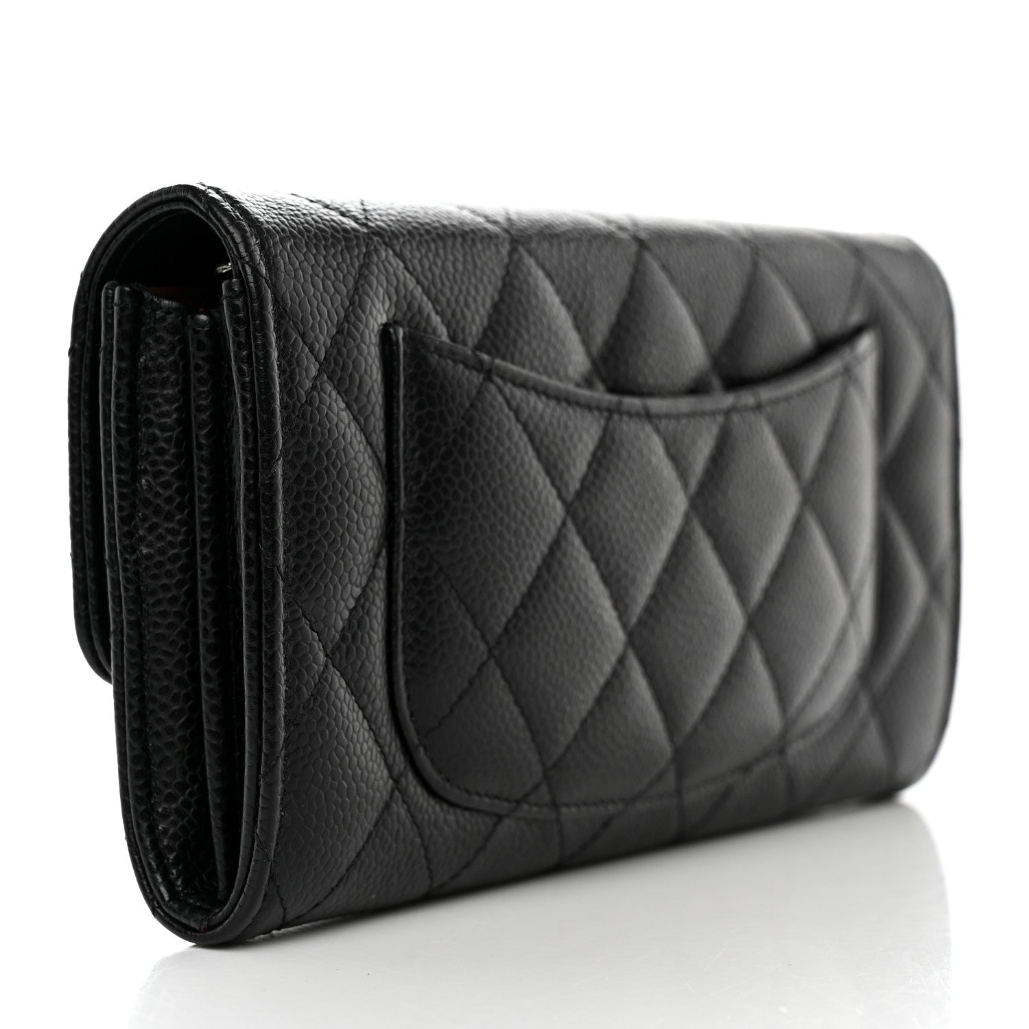 Chanel Caviar Quilted Large Gusset Flap Wallet Black 3 of 8