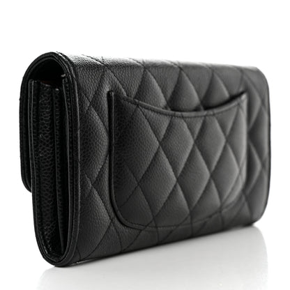 Chanel Caviar Quilted Large Gusset Flap Wallet Black 3 of 8