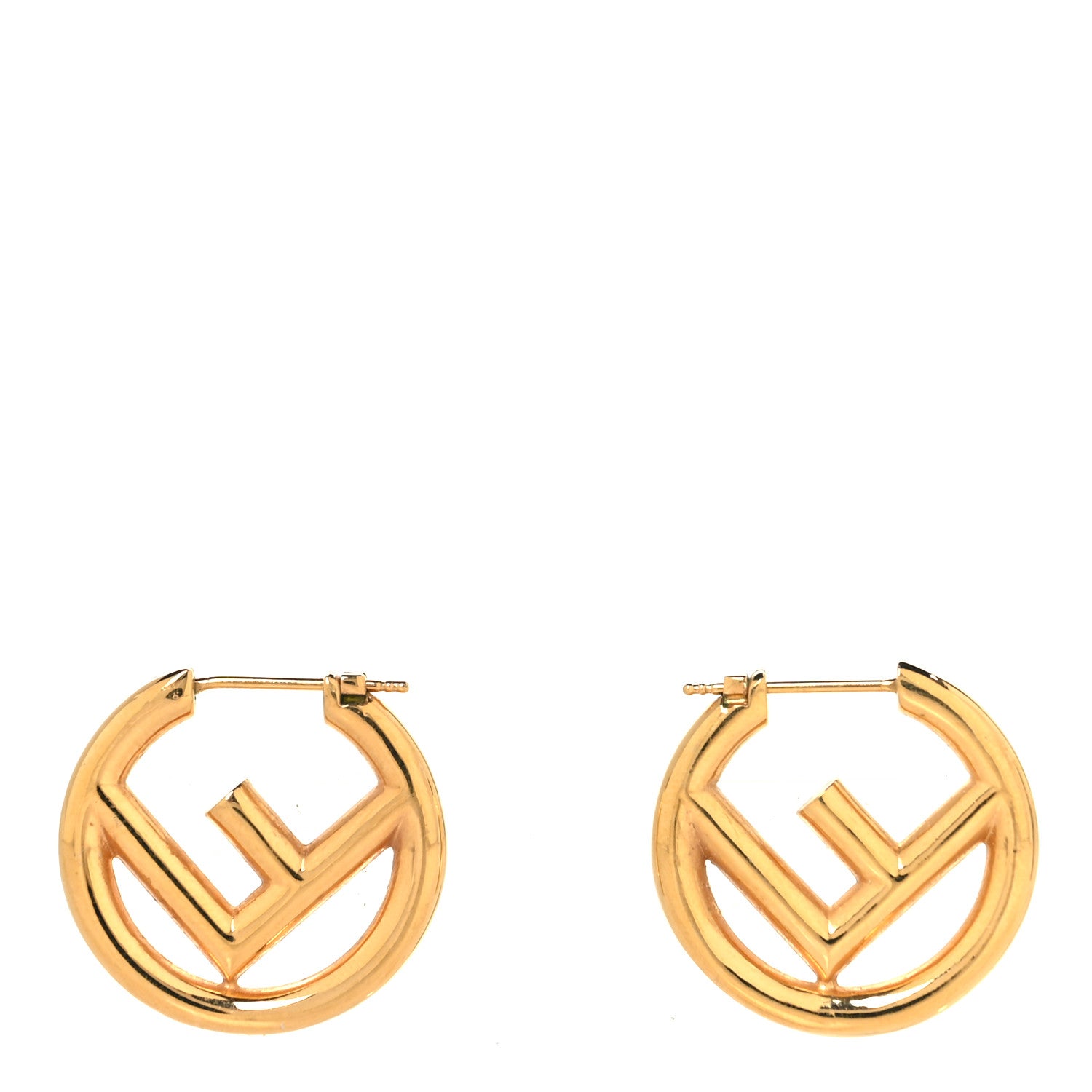 Fendi Metal FF Hoop Earrings Gold 1 of 4