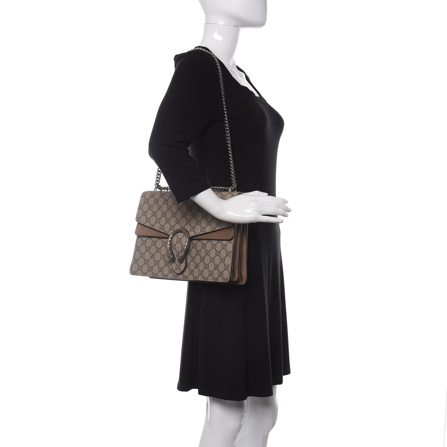 GG Supreme Monogram Medium Dionysus Shoulder Bag Taupe
