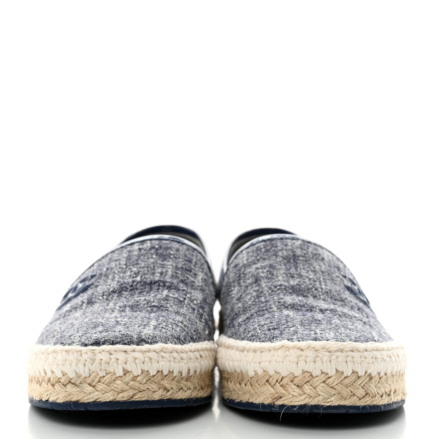 Chanel Fabric Patent Calfskin CC Espadrilles 39 Blue 2 of 8